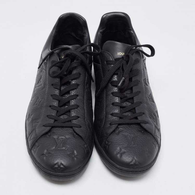 Pre Owned Louis Vuitton Black Monogram Embossed Leather Luxembourg Sneakers Size 44.5 