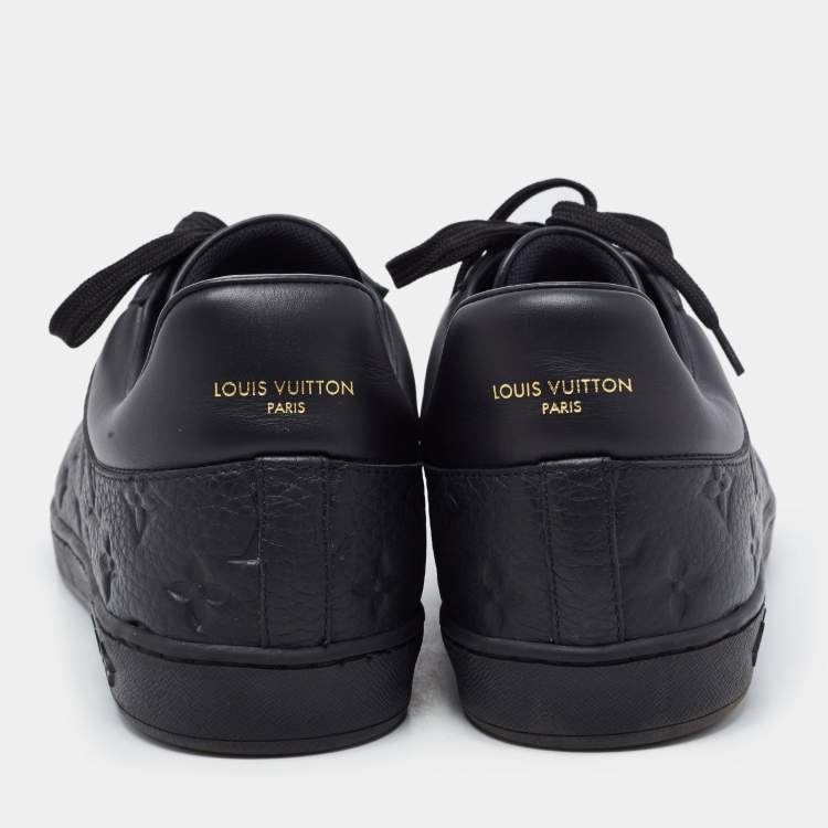 Pre Owned Louis Vuitton Black Monogram Embossed Leather Luxembourg Sneakers Size 44.5 