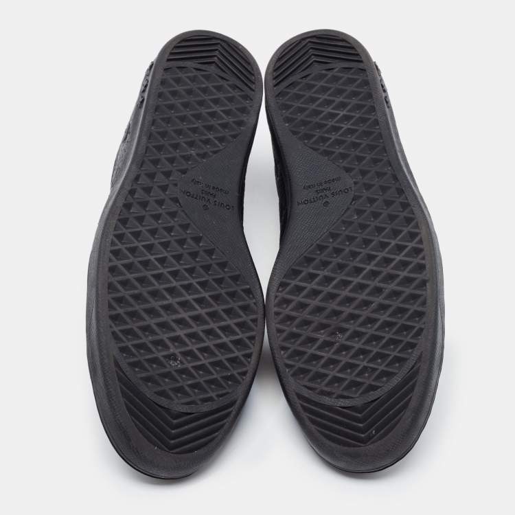 Pre Owned Louis Vuitton Black Monogram Embossed Leather Luxembourg Sneakers Size 44.5 