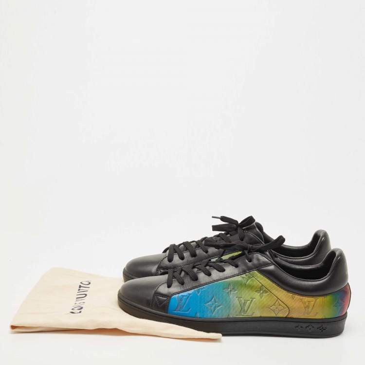 Pre Owned Louis Vuitton Black/ Iridescent Leather and PVC Luxembourg Low Top Sneakers Size 43.5 