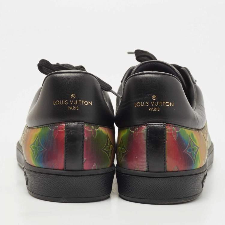 Pre Owned Louis Vuitton Black/ Iridescent Leather and PVC Luxembourg Low Top Sneakers Size 43.5 