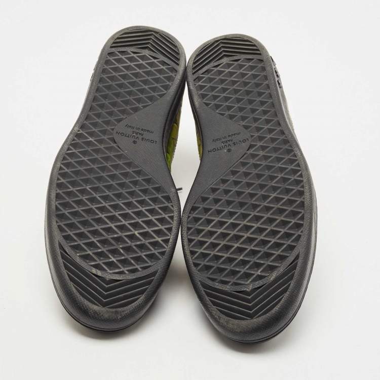 Pre Owned Louis Vuitton Black/ Iridescent Leather and PVC Luxembourg Low Top Sneakers Size 43.5 