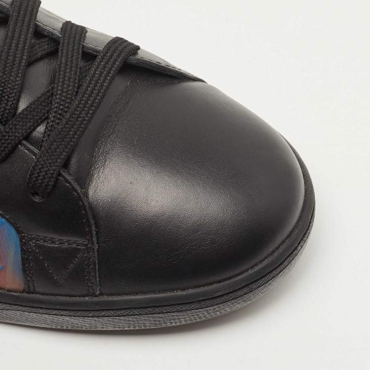 Pre Owned Louis Vuitton Black/ Iridescent Leather and PVC Luxembourg Low Top Sneakers Size 43.5 