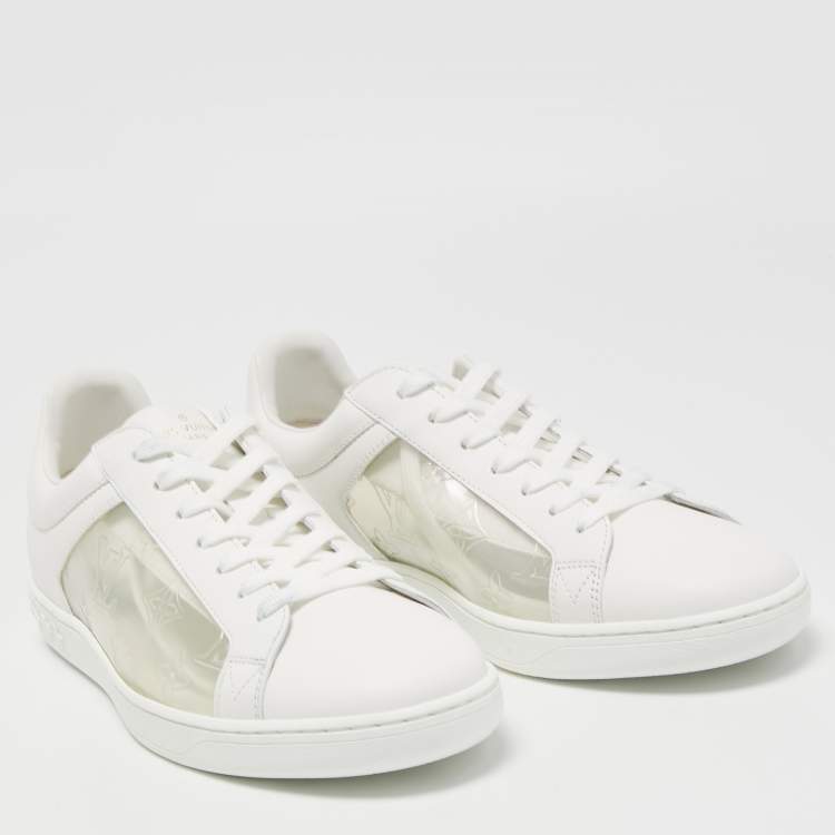 Pre Owned Louis Vuitton White Leather and PVC Low Top Sneakers Size 41