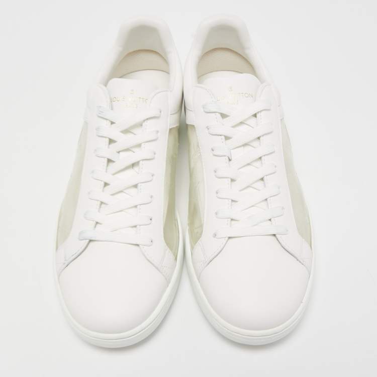 Pre Owned Louis Vuitton White Leather and PVC Low Top Sneakers Size 41