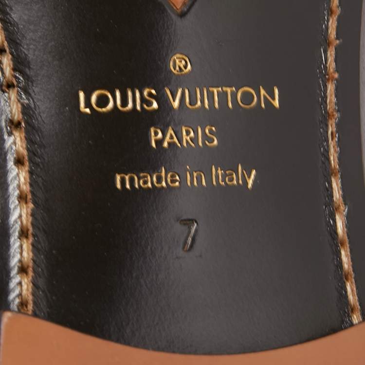 Pre Owned Louise Vuitton Burgundy/Black Leather Slip On Loafers Size 41