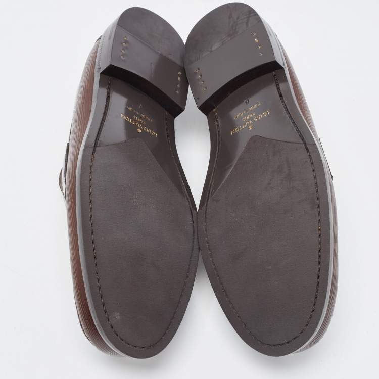 Pre Owned Louis Vuitton Brown Leather Hockenheim Loafers Size 40