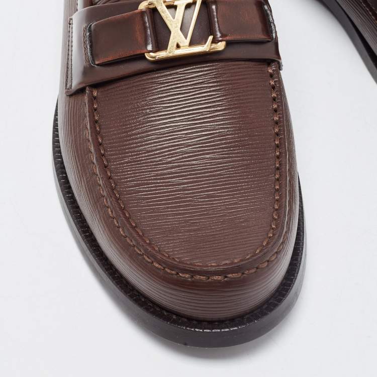 Pre Owned Louis Vuitton Brown Leather Hockenheim Loafers Size 40
