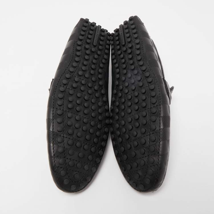 Pre Owned Louis Vuitton Black Leather Hockenheim Slip On Loafers Size 40.5
