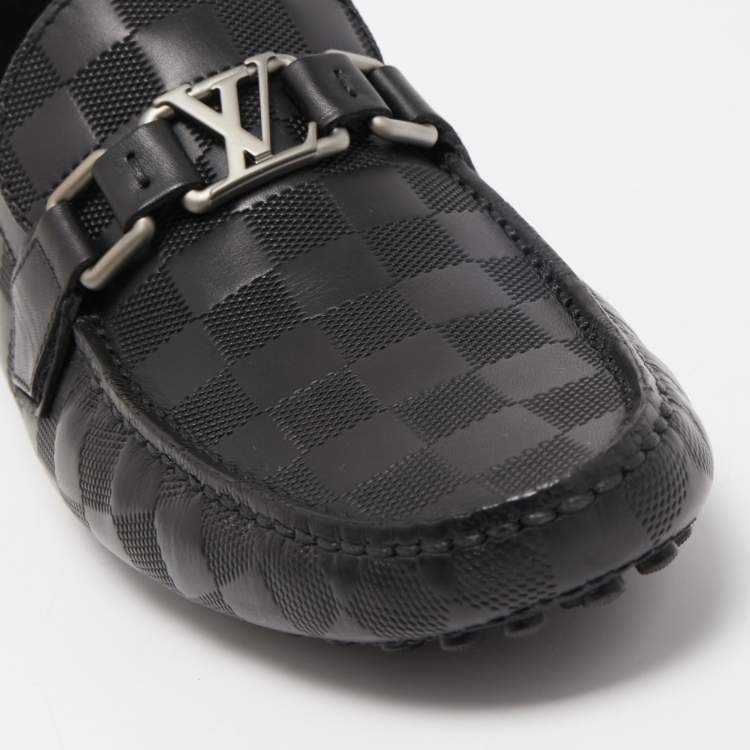 Pre Owned Louis Vuitton Black Leather Hockenheim Slip On Loafers Size 40.5