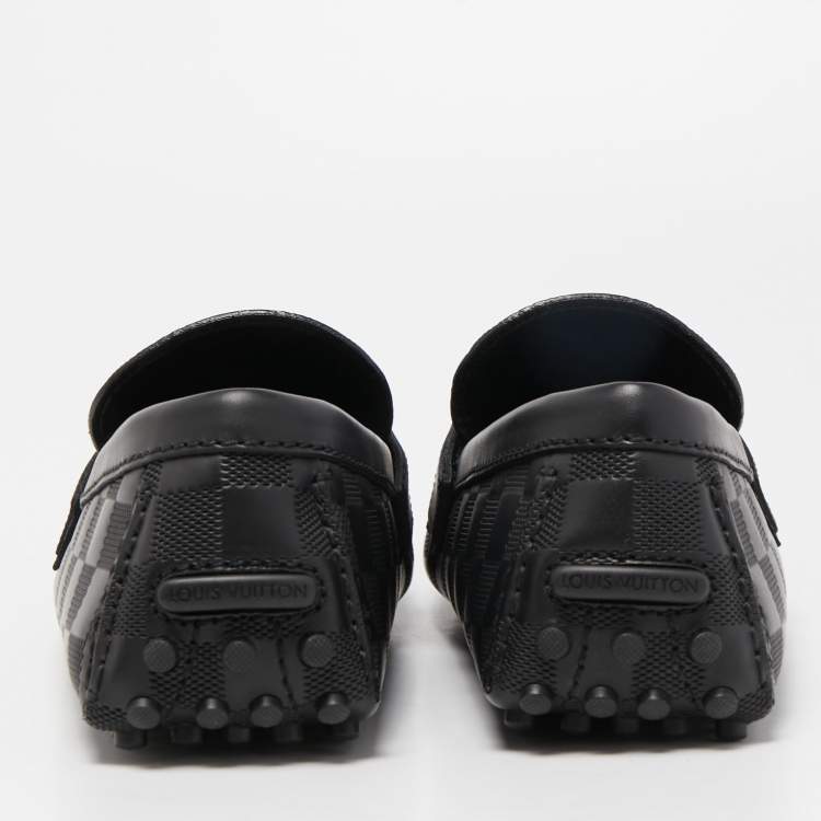Pre Owned Louis Vuitton Black Leather Hockenheim Slip On Loafers Size 40.5