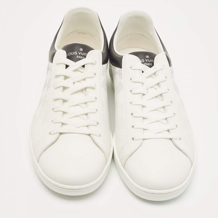 Pre Owned Louis Vuitton White/Black Leather Gradient Check Print Luxembourg Sneakers Size 40