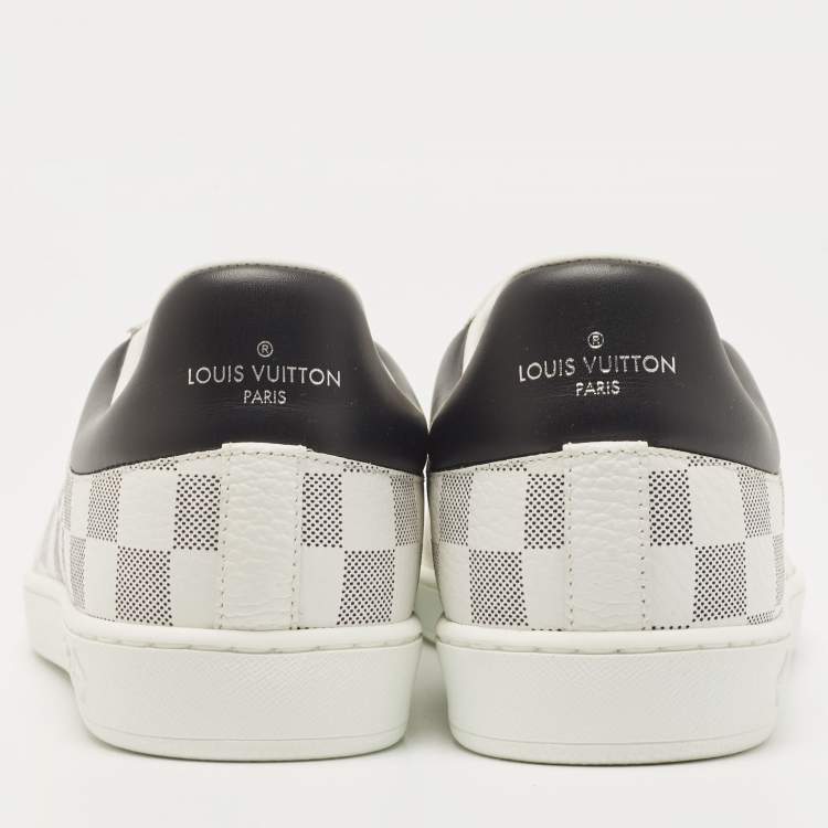 Pre Owned Louis Vuitton White/Black Leather Gradient Check Print Luxembourg Sneakers Size 40