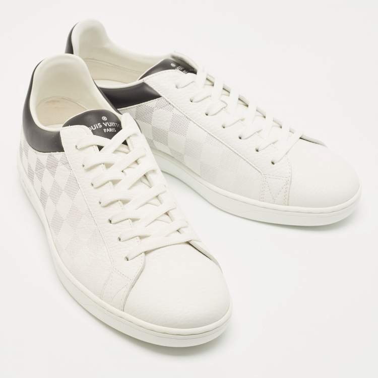 Pre Owned Louis Vuitton White/Black Leather Gradient Check Print Luxembourg Sneakers Size 40