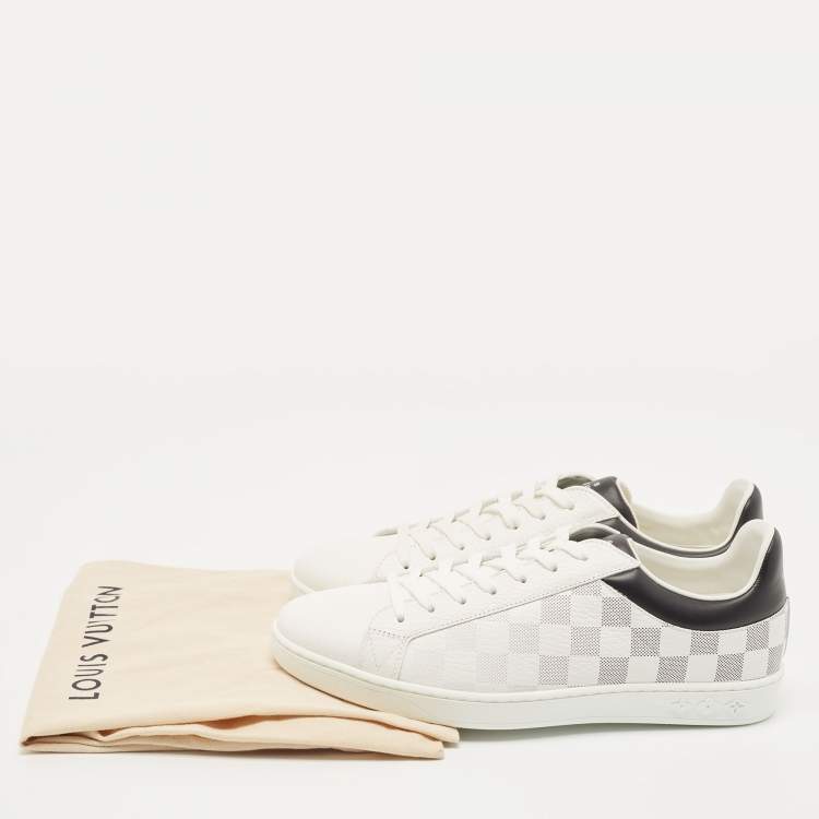 Pre Owned Louis Vuitton White/Black Leather Gradient Check Print Luxembourg Sneakers Size 40