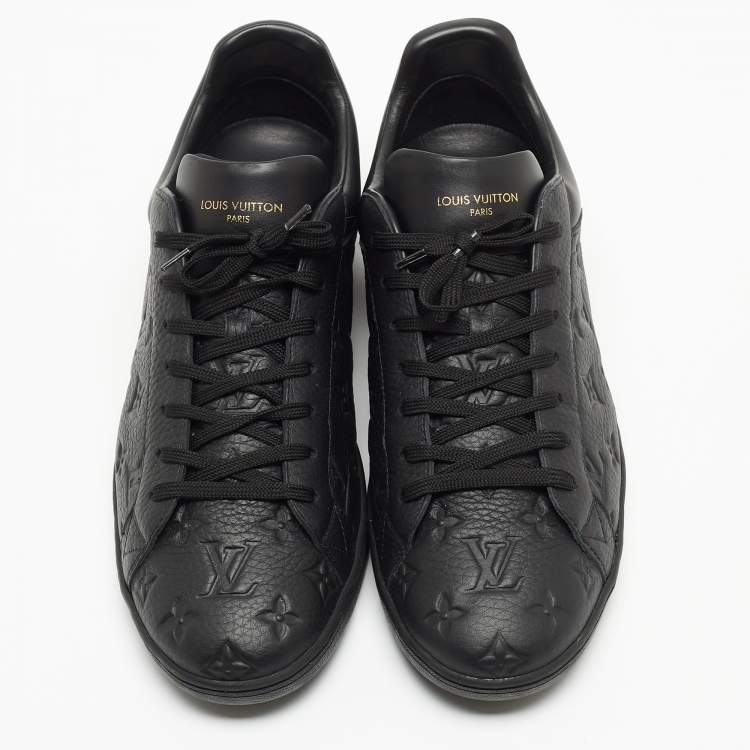 Pre Owned Louis Vuitton Black Leather Luxembourg Sneakers Size 45