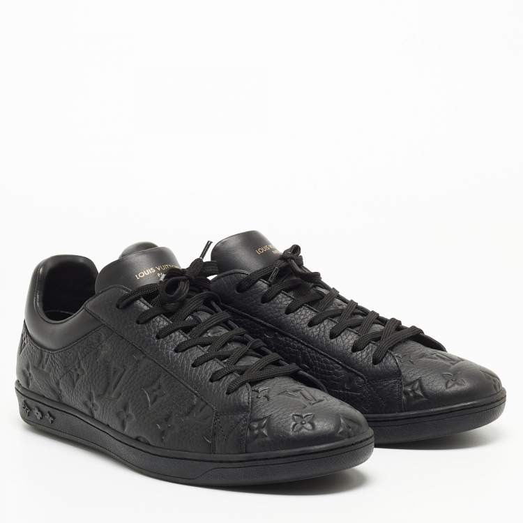 Pre Owned Louis Vuitton Black Leather Luxembourg Sneakers Size 45