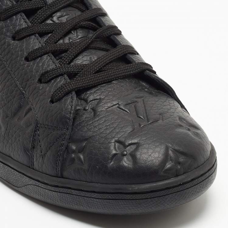Pre Owned Louis Vuitton Black Leather Luxembourg Sneakers Size 45