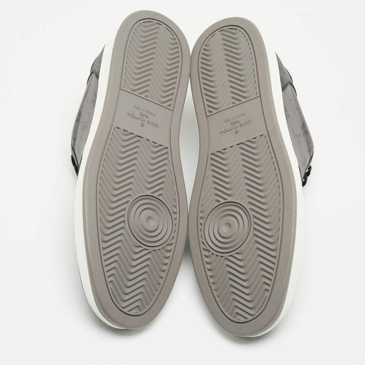 Pre Owned Louis Vuitton Grey/Black Monogram Canvas and Leather Low Top Sneakers Size 45