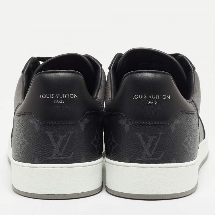 Pre Owned Louis Vuitton Grey/Black Monogram Canvas and Leather Low Top Sneakers Size 45