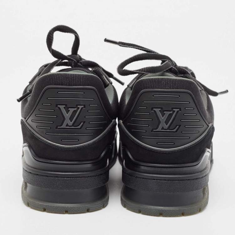 Pre Owned Louis Vuitton Black Nubuck Leather LV Trainer Sneakers Size 41.5