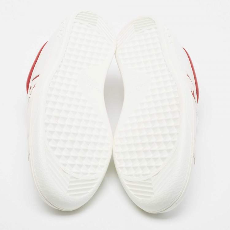 Pre Owned Louis Vuitton White/Burgundy  Leather Luxembourg Sneakers Size 43