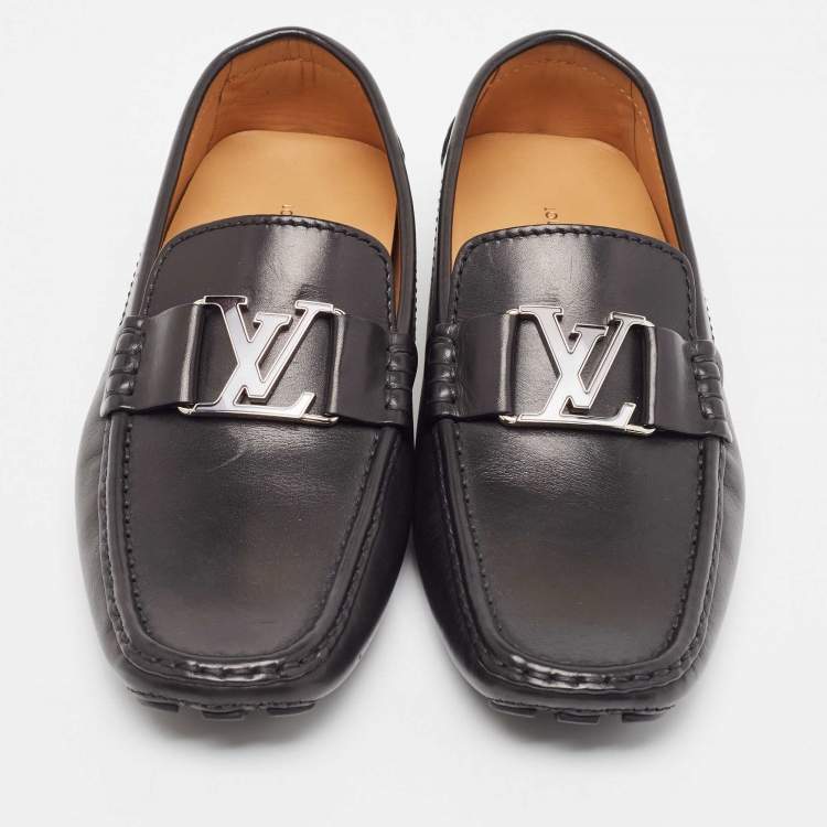 Pre Owned Louis Vuitton Black Leather Monte Carlo Loafers Size 40.5