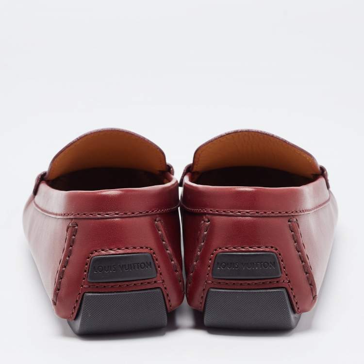 Pre Owned Louis Vuitton Burgundy Leather Monte Carlo Loafers Size 41