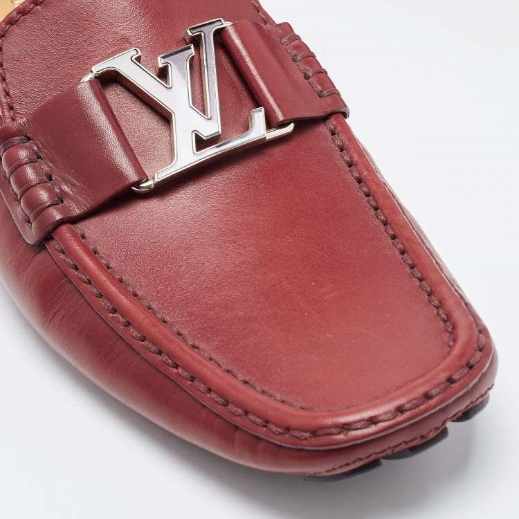Pre Owned Louis Vuitton Burgundy Leather Monte Carlo Loafers Size 41