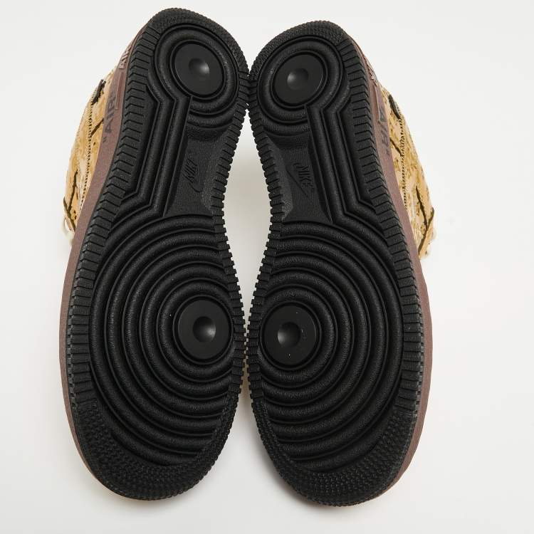 Pre Owned Louis Vuitton x Nike Metallic Gold Monogram Leather Air Force 1 Sneakers Size 41