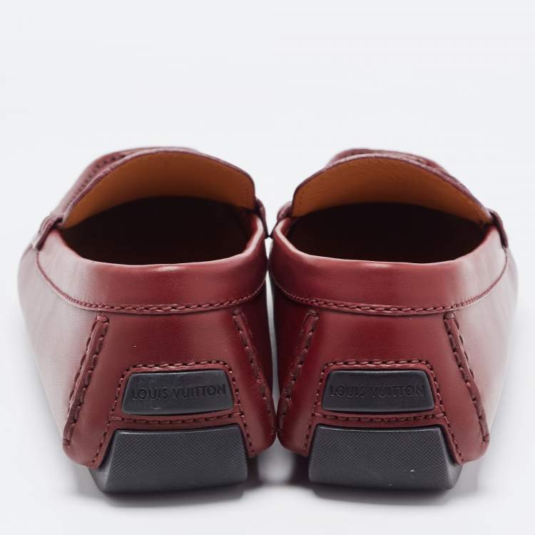 Pre Owned Louis Vuitton Burgundy Leather Monte Carlo Loafers Size 41