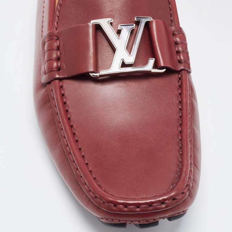 Pre Owned Louis Vuitton Burgundy Leather Monte Carlo Loafers Size 41