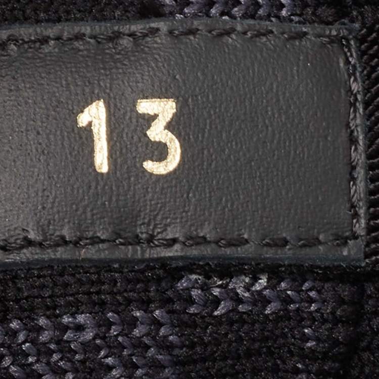 Pre Owned Louis Vuitton Black/Navy Blue Knit Fabric Fastlane Sneakers Size 47
