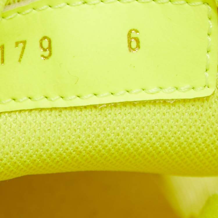 Pre Owned Louis Vuitton Neon Yellow Leather and Monogram Embroidered Mesh Luxembourg Sneakers Size 40