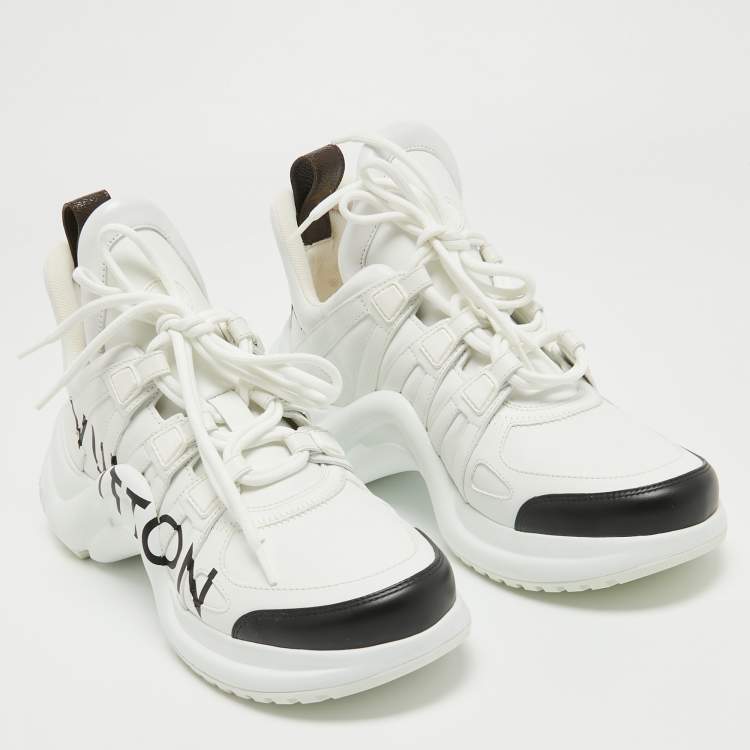 Pre Owned Louis Vuitton White/Black Leather Archlight Sneakers Size 41