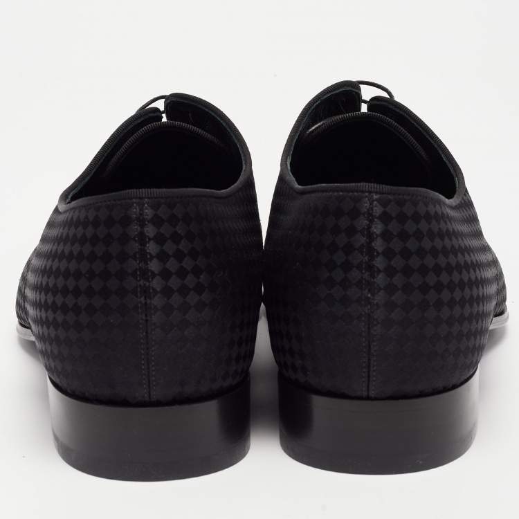 Pre Owned Louis Vuitton Black Petit Damier Fabric Solferino Derby Size 42