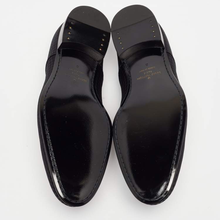 Pre Owned Louis Vuitton Black Petit Damier Fabric Solferino Derby Size 42