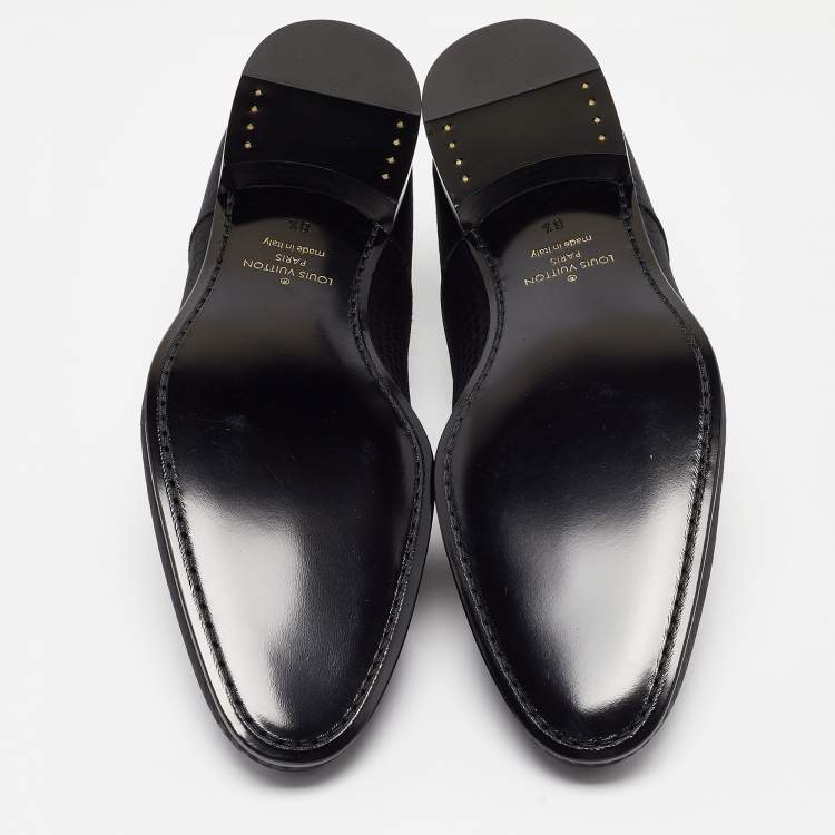Pre Owned Louis Vuitton Black Petit Damier Fabric Solferino Derby Size 42.5
