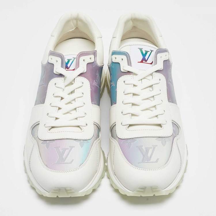 Pre Owned Louis Vuitton White/Iridescent Leather and PVC Run Away Sneakers Size 39