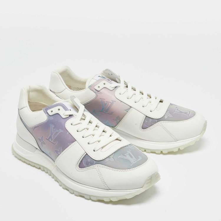 Pre Owned Louis Vuitton White/Iridescent Leather and PVC Run Away Sneakers Size 39