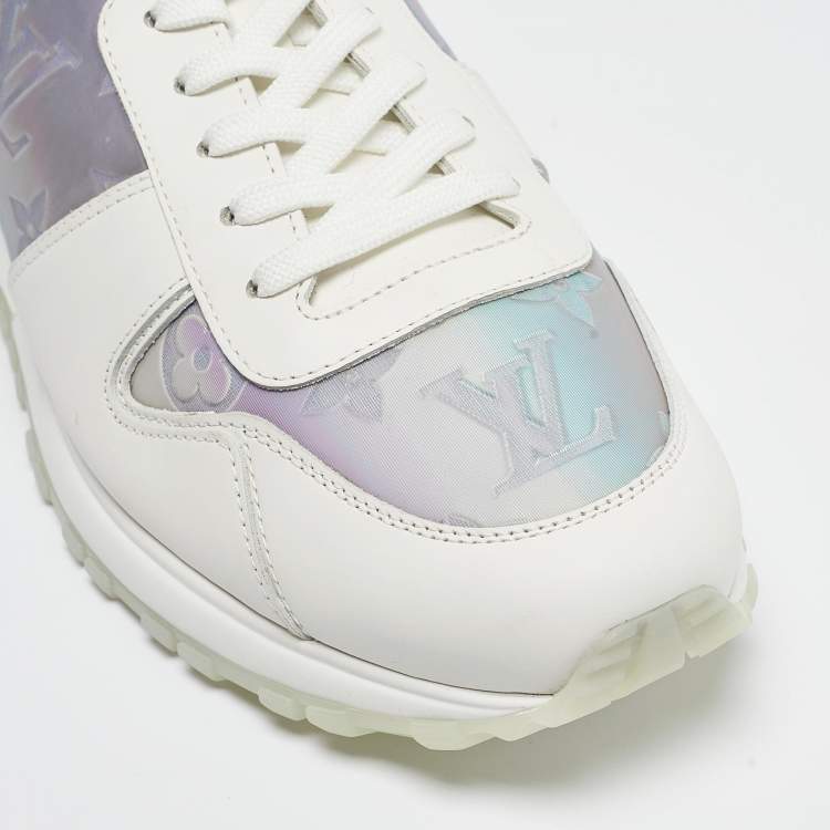 Pre Owned Louis Vuitton White/Iridescent Leather and PVC Run Away Sneakers Size 39