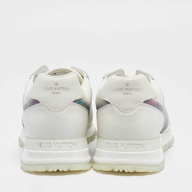 Pre Owned Louis Vuitton White/Iridescent Leather and PVC Run Away Sneakers Size 39