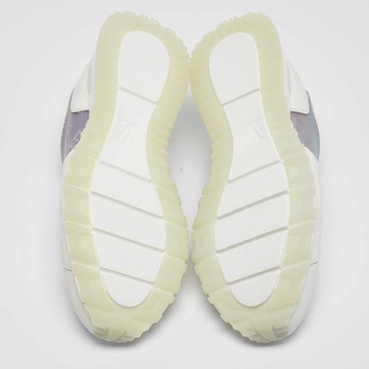 Pre Owned Louis Vuitton White/Iridescent Leather and PVC Run Away Sneakers Size 39