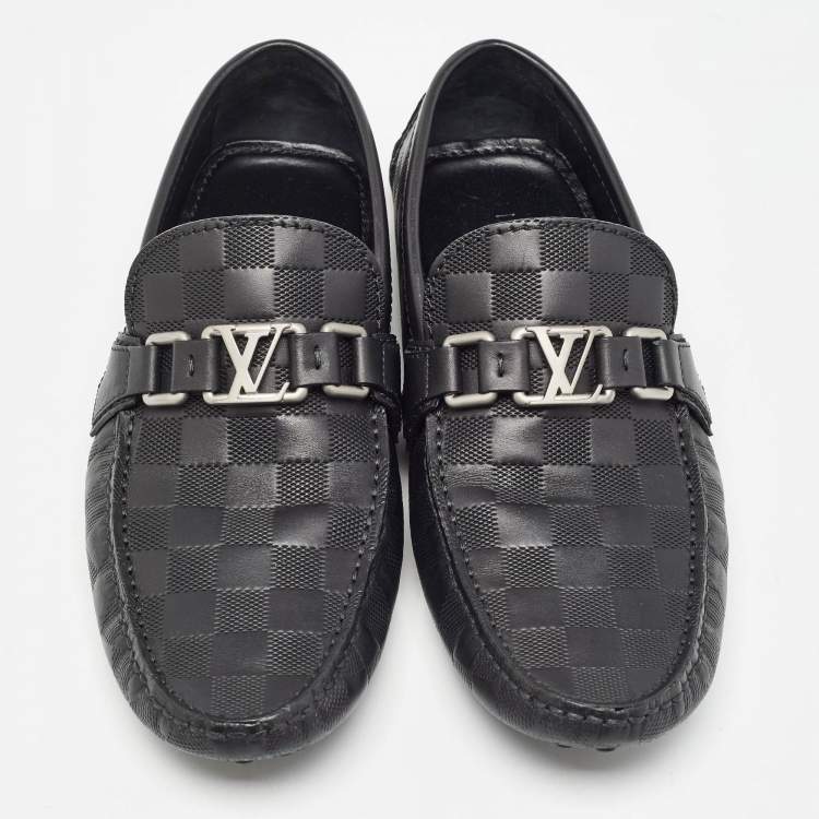 Pre Owned Louis Vuitton Black Leather Hockenheim Loafers Size 40