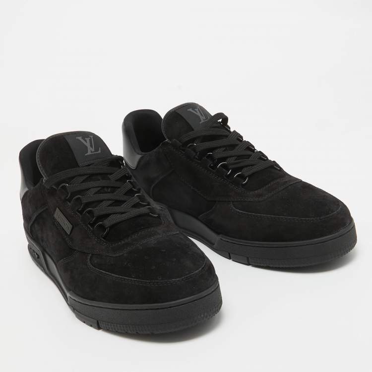 Pre Owned Louis Vuitton Black Suede LV Trainer Sneakers Size 45