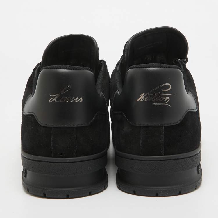 Pre Owned Louis Vuitton Black Suede LV Trainer Sneakers Size 45