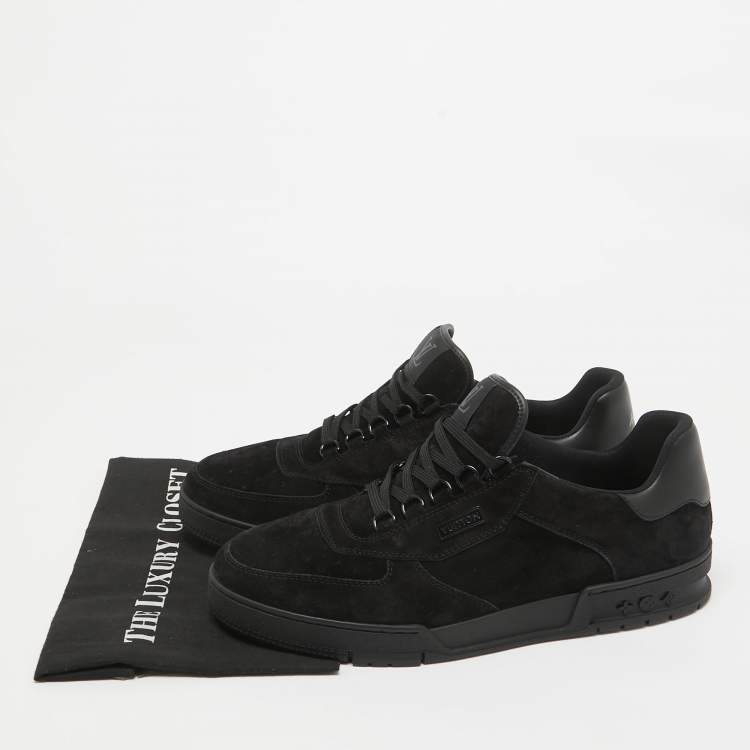 Pre Owned Louis Vuitton Black Suede LV Trainer Sneakers Size 45