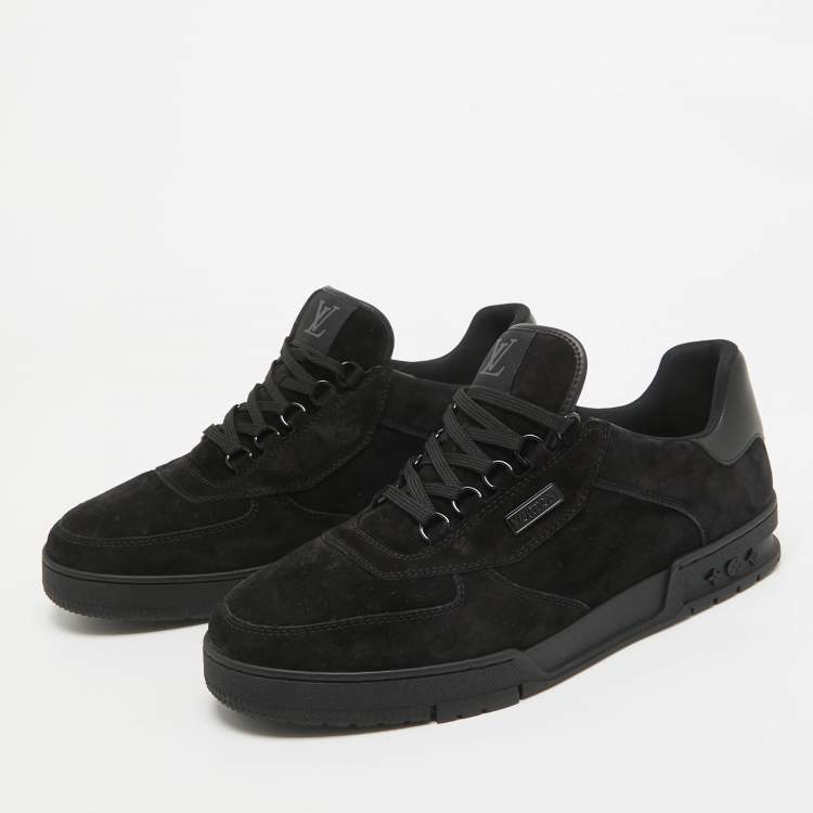 Pre Owned Louis Vuitton Black Suede LV Trainer Sneakers Size 45
