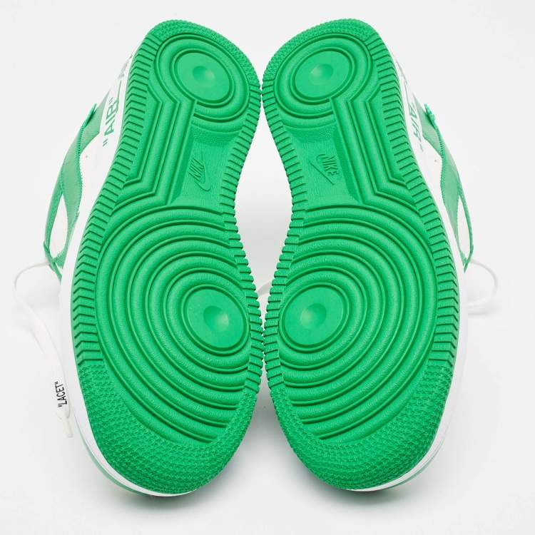 Pre Owned Louis Vuitton x Nike Green/White Monogram Canvas and Leather Air Force 1 Sneakers Size 42