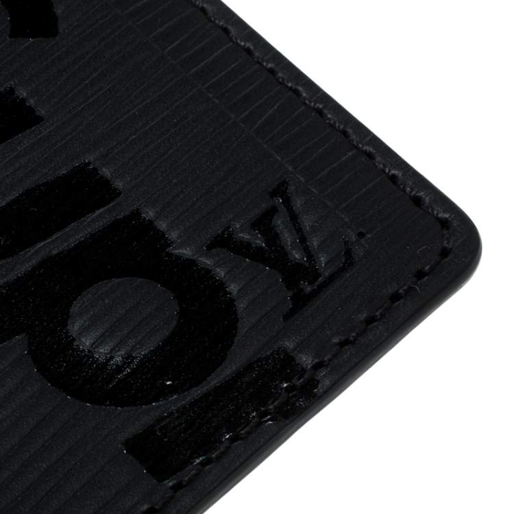Pre Owned Louis Vuitton Black Epi Leather X Supreme Luggage Tag